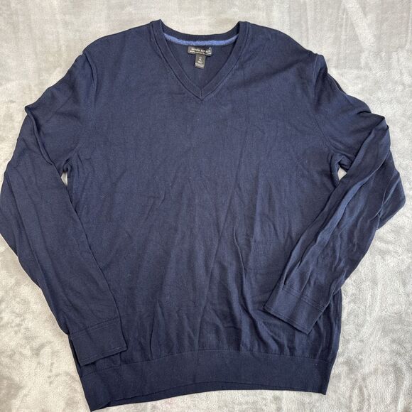 Banana Republic Men’s XLT Blue V-Neck Sweater Pima Cotton Cashmere Blend - Picture 1 of 7